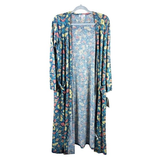 LuLaRoe Sweaters - LulaRoe Sarah Women's Super Long Blue Textile Cardigan